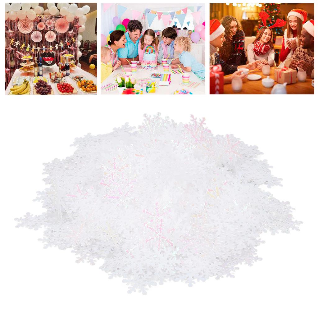 1000Pcs Snowflake Confetti 0.9in Vibrant Color Reusable Plastic Multi Purpose Christmas Confetti for Box Tree Vase