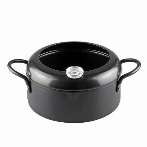 PEARL METAL Matte Tempura Pan, 20cm, Limited Edition, Black, Iron, with Thermometer, BLKP Black, AZ-5037
