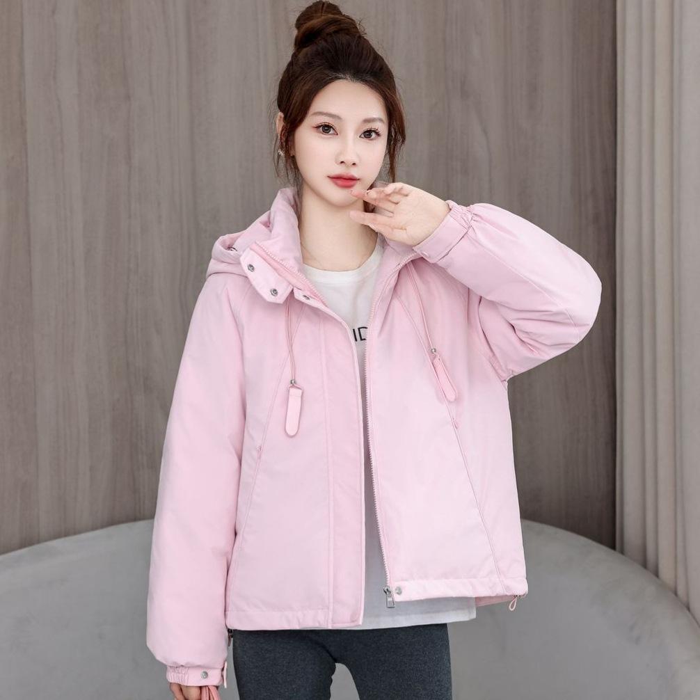 Han Fan Color Casual Two-Cotton Jacket Women's European Products Spring New Hooded Long Sleeve Padded Cotton Age-Reducing Outerwear Tide