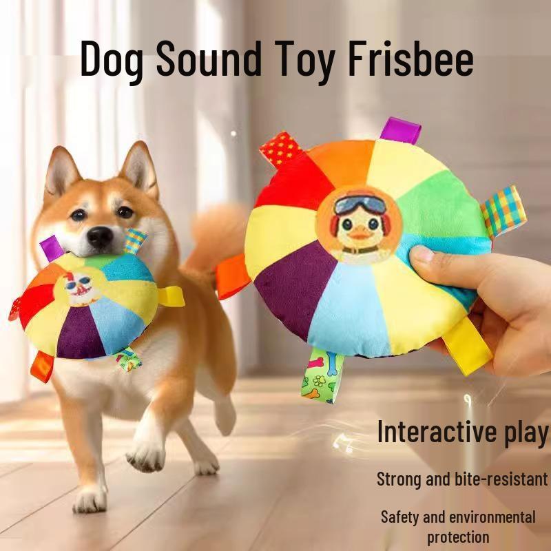 Interactive Bite-Resistant Plush Sounding Frisbee Toy for Cats and Dogs - Relieves Boredom and Aids Teething