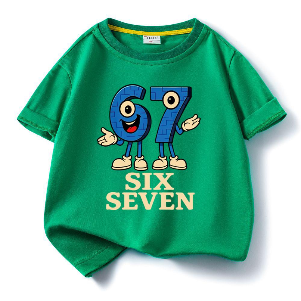 Kids Short Sleeve Tee T Shirt 67 Six Seven Funny Number Boys Girls Cotton Tops Sleeveless Girl Tshirt Summer Kids Clothing