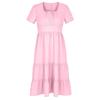 Women Summer Fashion Solid Color Square Neck Short Sleeve Bohemian Vacation Beach Dress Midi Length Casual Loose Fit
