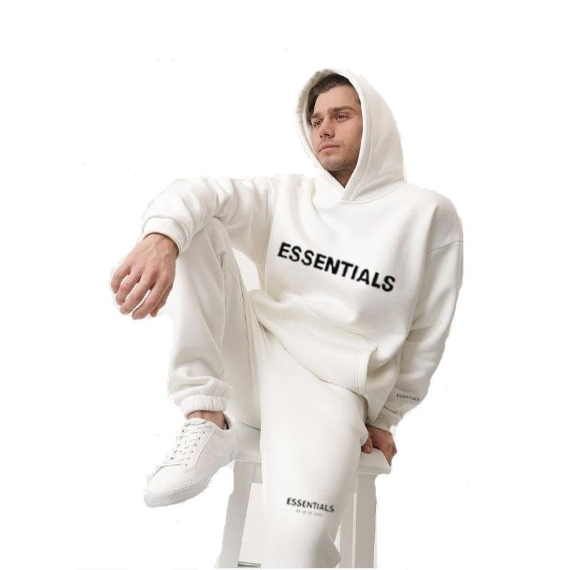 2025 New ESS Double-line Trendy Brand ESENTIALS Chest Cuff LOGO Hot Stamping Men's and Women's Sweater Set