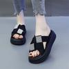 New Women's Thick-soled Sandals Height-increasing Soft-soled One-shoulder Slippers Sponge Beach Shoes