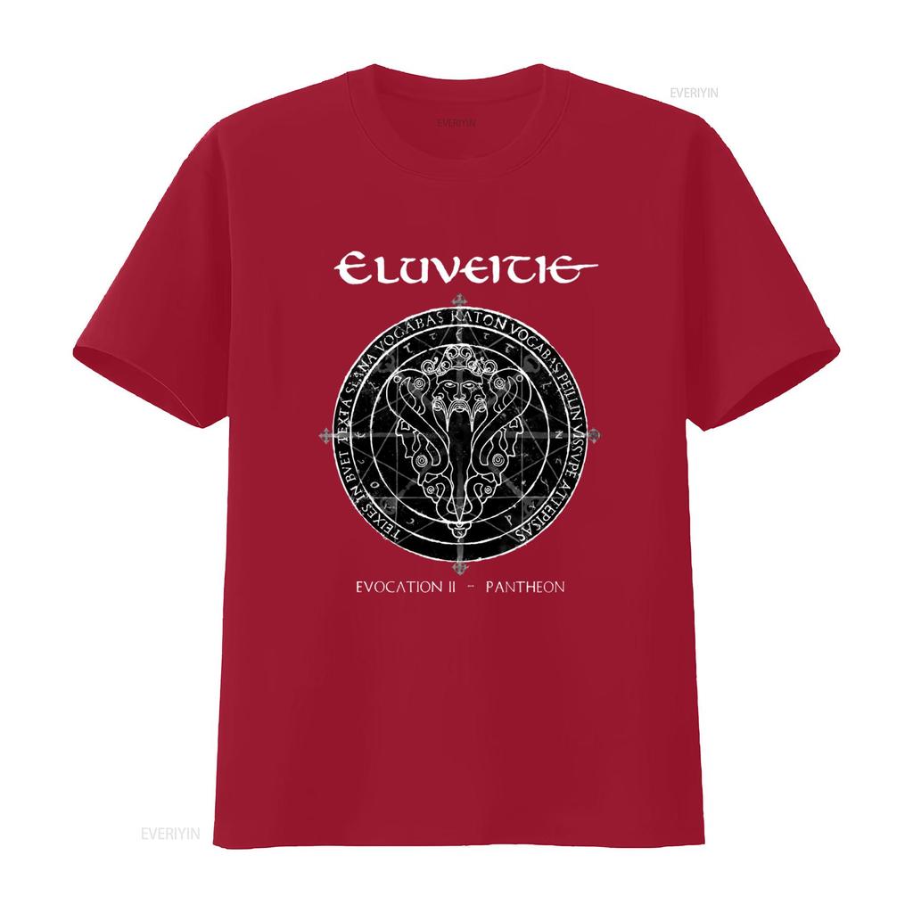 ELUVEITIE EVOCATION II PANTHEON T-Shirt Schwarz Vollgröße S 5XL Einzigartiges Mythisches Design für Vintage Gewaschen Atmungsaktiv Dehnbar
