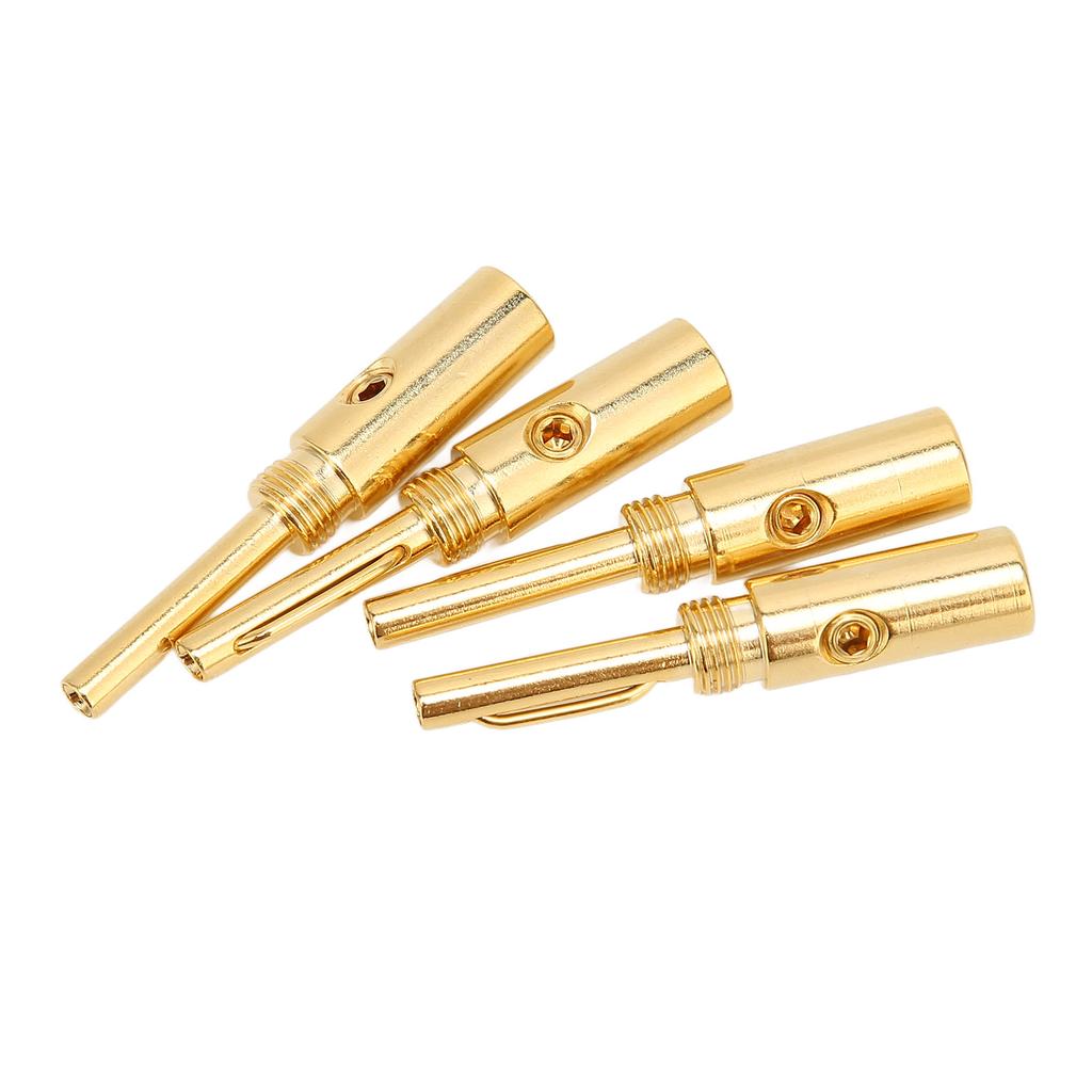 4pcs Banana Plugs Gold Plated Open Screw Amplifier Speaker Banana Connectors for 4mm Wire Diameter