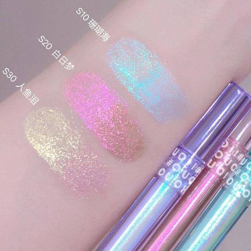 Gilded Illusion Chameleon Liquid Eyeshadow: Pearlescent Glitter Highlighter for Aegyosal Brightening