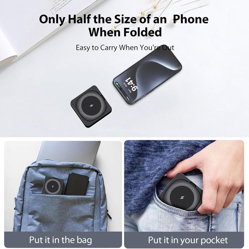 3 In 1 Charging Station for iPhone 16 15 14 Airpods 4 3 iWatch 10 Foldable Magnetic Wireless Charger Dock Travel Charging Pad