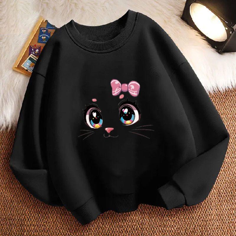 Kawaii Cat Meme Children'S Sweatshirt Pullover Crew Neck Graphic Print Hoodie Boy/Girl Kids Hoody Comfortable Sweatshirt