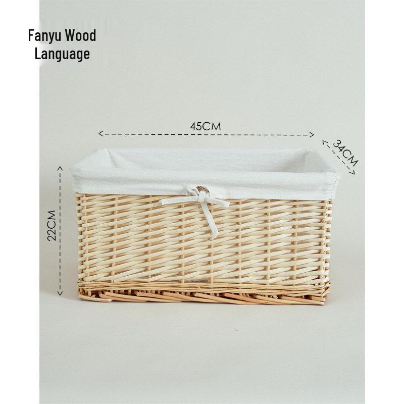 Woven Bamboo Fabric Storage Basket for Snacks and Sundries