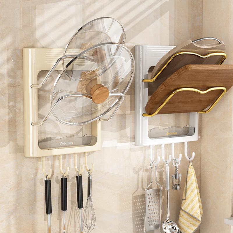 Wall Mounted Hair Dryer Storage Rack Curling Iron Holder Bathroom Organizer Storage Shelf Bathroom No-Drilling Kitchen Lid Rack