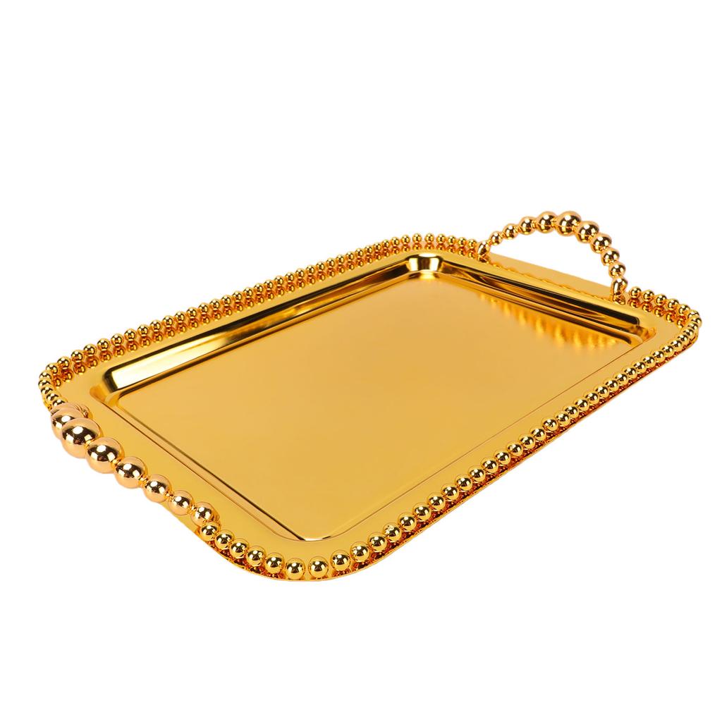 Multifunctional Serving Tray Rectangular Jewelry Dessert Food Tray with Dual Handle for Afternoon Tea Wedding Party