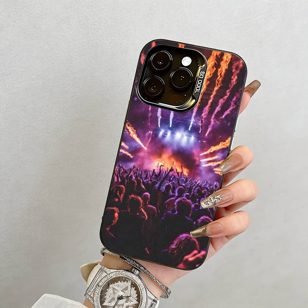 Music Festival Phone Case For iPhone 17,16,15,14,13,12,11 Plus,Pro Max,XS,Colorful Silver Black Cover