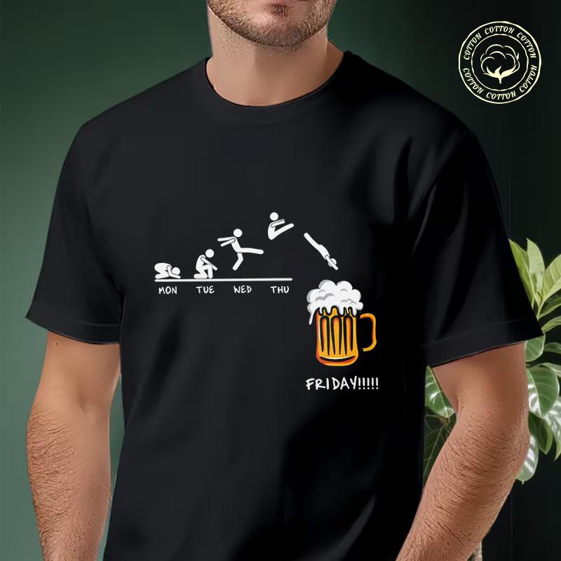 This Guy Needs A Beer Funny Motorcycle T-Shirt Men Cotton Tees O-neck Short Sleeve T Shirt Hip