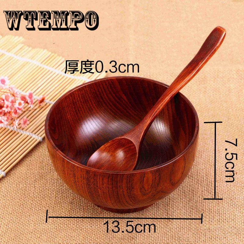 Brand Wooden Bowl Soup Rice Noodles Baby Lunch Box Kitchen Tableware