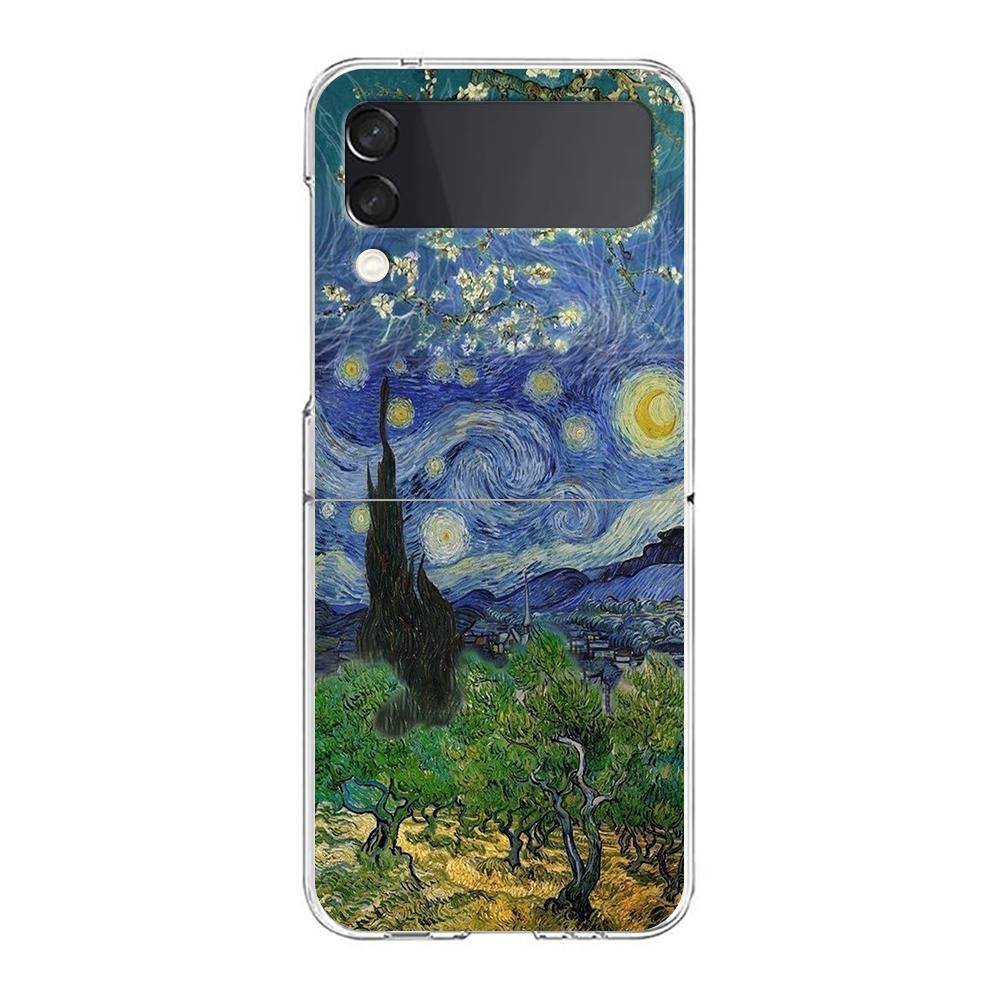 Van Gogh Art Aesthetics Angel Clear Pouzdro na telefon pro Samsung Z Flip 4 5 Pouzdro Transparentní High Hard PC Pro Galaxy Z Flip 3 5 Cover