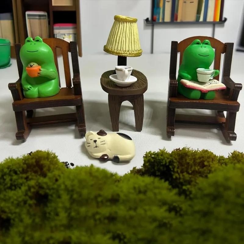 Home Decorations Cute Frog Rocking Chair Miniature Frog Figurines Animal Cat Ornaments for Japanese ZAKKA Frog Figurines