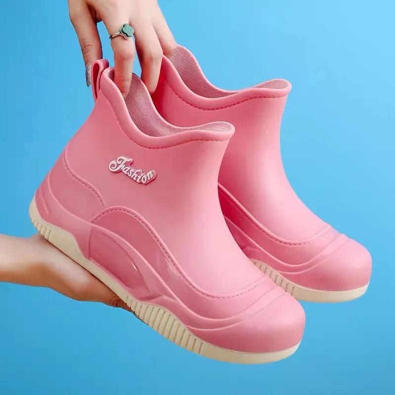 Damen Gummistiefel Outdoor Rutschfest Wasserdicht Gartenarbeit Überschuhe Plüsch Warm Winter Regenstiefel für Damen Botas Lluvia