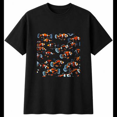 Clownfish Sunbeams Sea Ocean Mens T-Shirt Black 100% Cotton Nature Printed