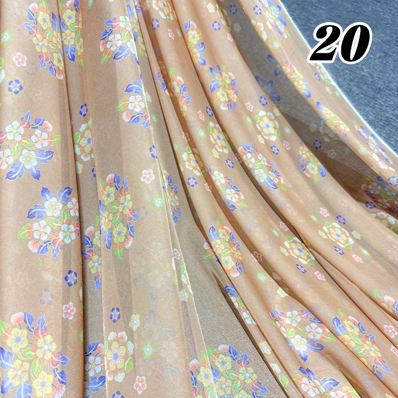 100*150cm Tecido Chiffon Floral Estilo Chinês Grupo de Chá Estampa Floral Tecido DIY Vestido Hanfu Fantasia de Dança de Casamento Decoração