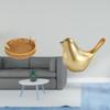 Golden Woven Fruit Basket with Bird Figurine Modern Snack Serving Bowl And Animal Sculpture for Home