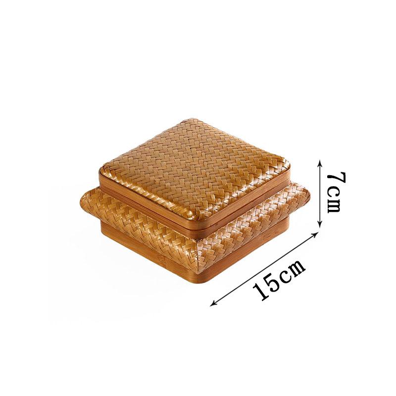 Bamboo products Handmade bamboo creative household tea set Tea ceremony storage box Candy box Dim sum basket New Chinese pastry basket