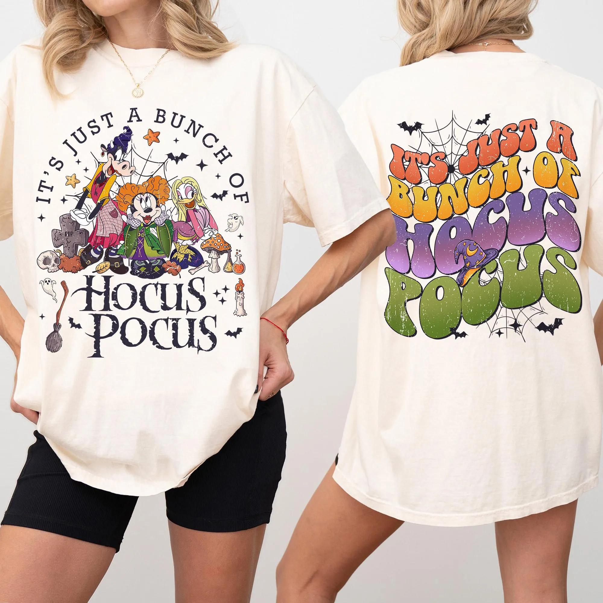 Its Just A Bunch of Hocus Pocus Halloween Shirt Mickey Minnie Halloween Tee Sanderson Sisters Parody Shirt S