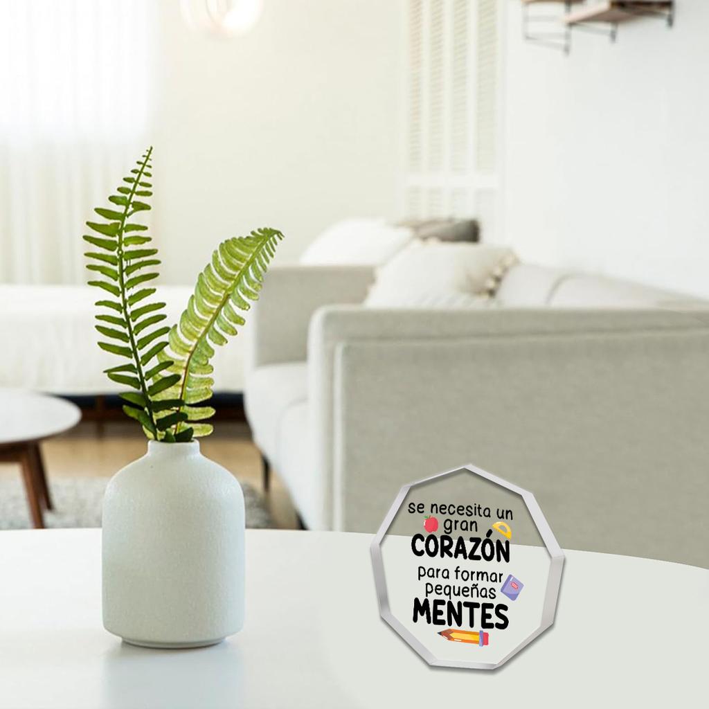 Presentes para Professores de Espanhol: Um Coração Grande Forma Uma Mente Pequena, Berçários, Mesa de Casa Sala de Estar Decoração em Acrílico, Decoração Clássica para Casa para Sala de Estar