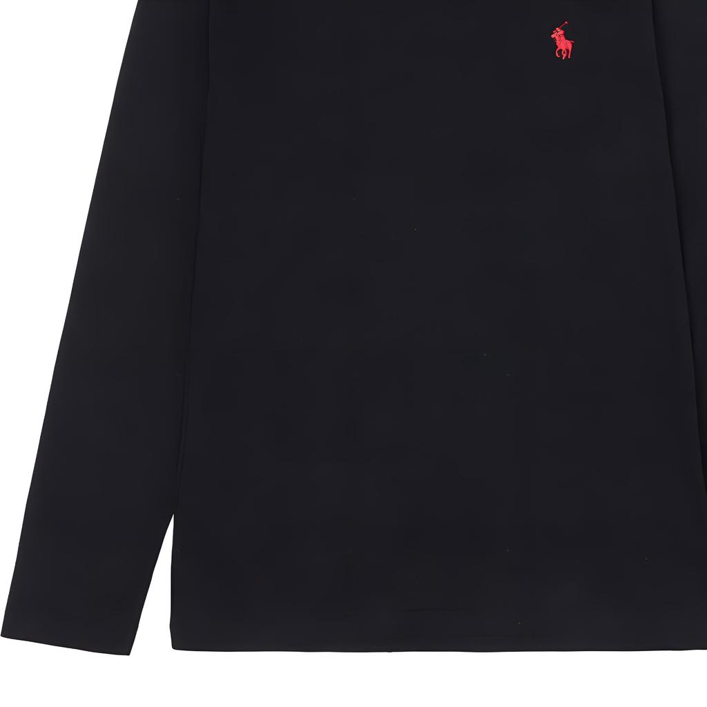 Polo Ralph Lauren Solid Color Logo Embroidered Crew Neck Loose Fit Long Sleeve T-Shirt Men Tops Black 710826193-003