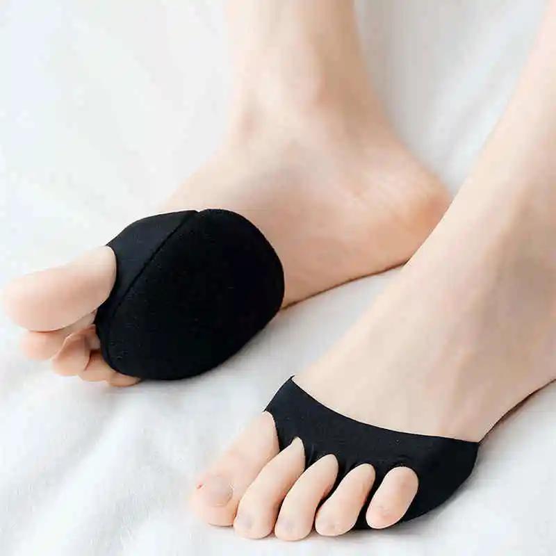 Five Fingers Forefoot Pads for Women High Heels Half Insoles Summer Thin Breathable Ice Silk Invisible No Show Socks Insoles