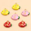 13x14mm Gold Stainless Steel Enamel Fish Pendant Bracelet/Necklace Jewelry Accessories