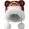 Thickened New Year Red Cap Ear Muffs Winter Warm Hat Kawaii Children's Lion Dance Hat  Outdoor