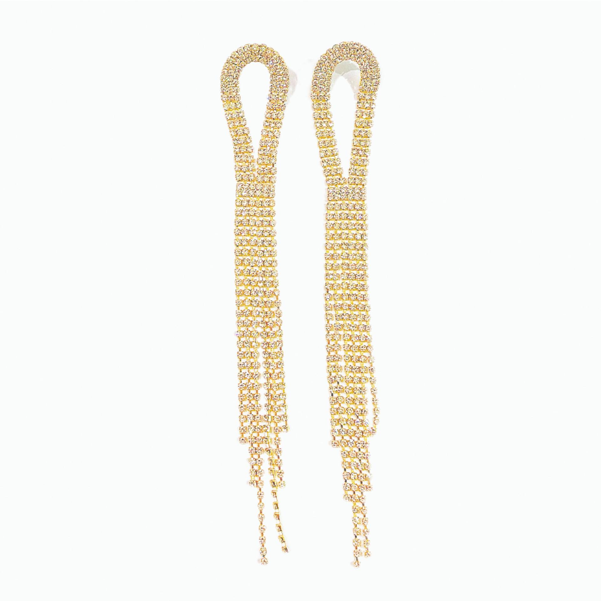 Long Tassel Metal Earrings Exaggerated Niche Personality Design Earrings Light Luxury High-End Girls Earrings
