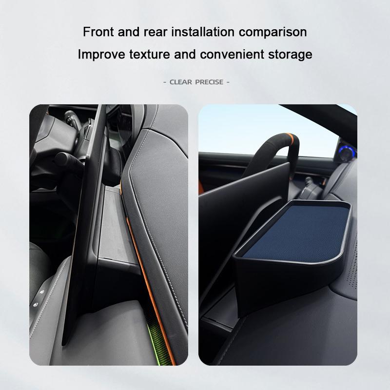 For Zeekr 001 2021-2025 Leather Storage Box Behind The Central Dash, Instrument Navigation Screen Storage Car Interior Accessory