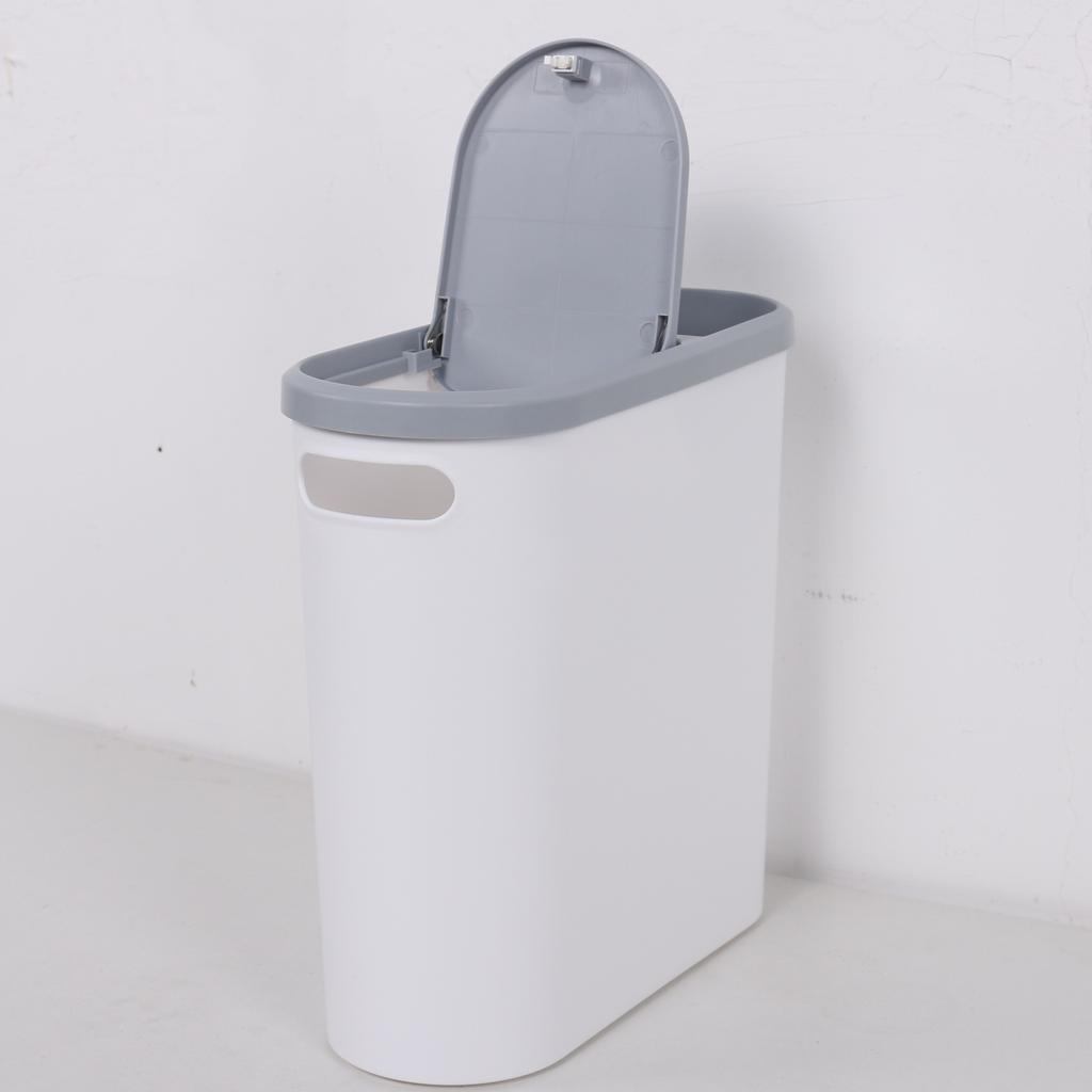 10L Press Can-Type Bathroom Trash Can - Space-Saving Gap Design, Sleek Garbage Bin with Lid - Essential Home Cleaning Tool
