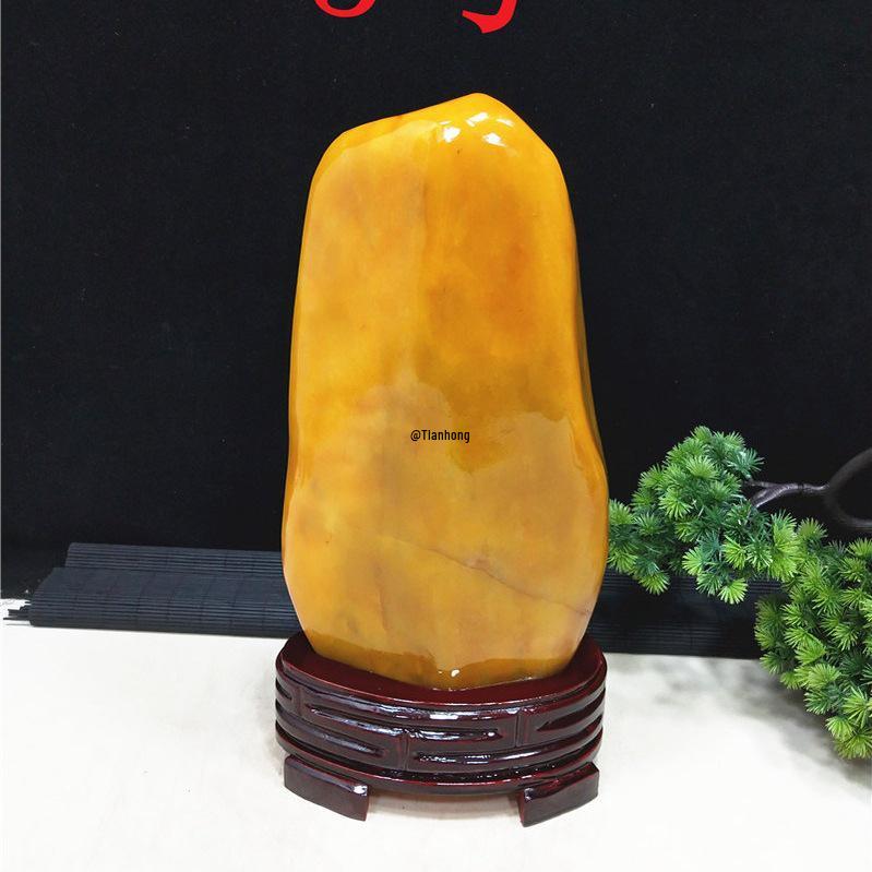 Yellow Dragon Jade Decorative Stone: Feng Shui Ornament for Home Entrance
