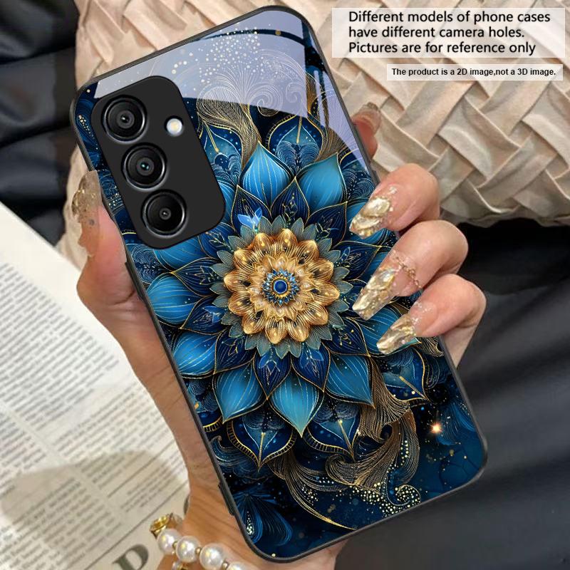 Black Gold Lotus Totem For Samsung A20 30 A22 23 24 25 26 31 32 33 A34 35 42 50 51 52 53 54 55 56 70 71 72 73 glass phone case