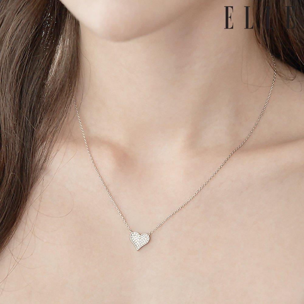 White Cubic Heart Necklace Elbrnn182