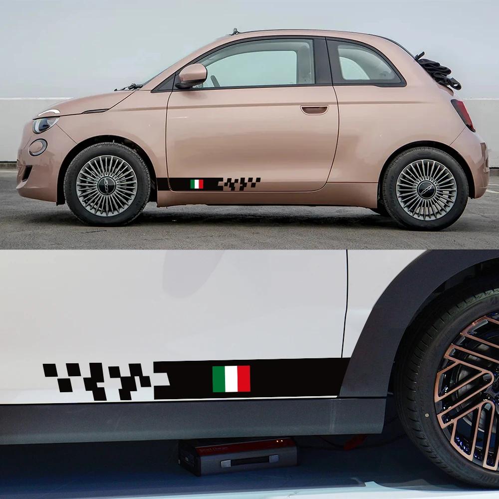 2Pcs Car Door Side Stickers For Fiat 500 Waterproof Vinyl Film Decoration PVC Decals Auto Styling Exterior Car Accessories
