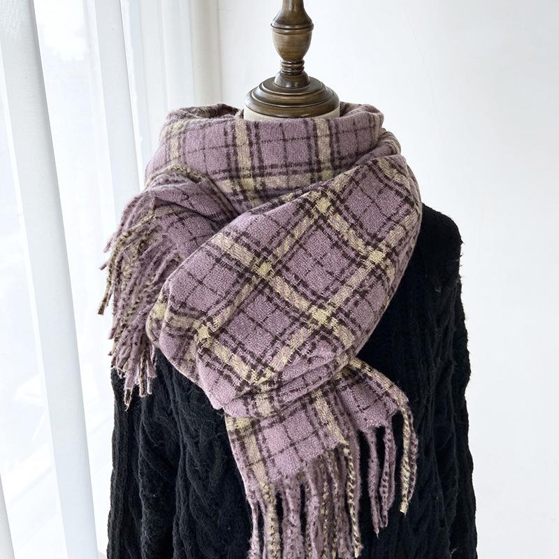 Women Winter Knitted Scarf Headscarf Ladies Men Casual Vintage Plaid Tassel Scarve Mujer Male Foulard Long Wrap Shawl Unisex New