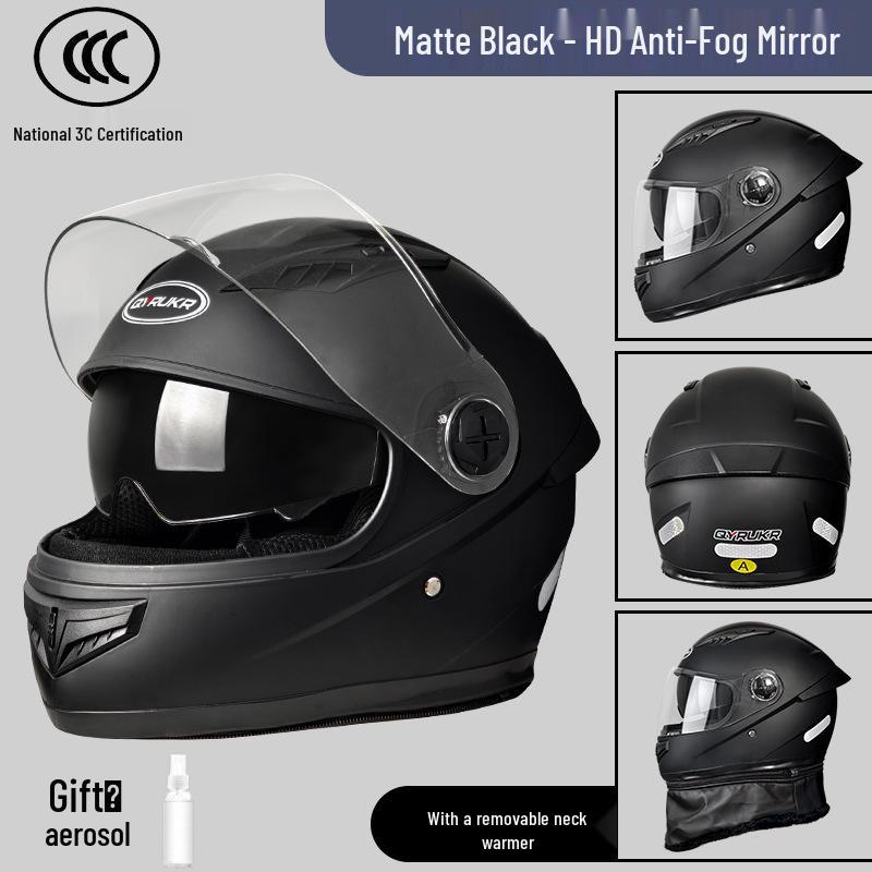 New 3C-Certified Full Face Motorcycle Helmet - Double Lens, All-Season, Cool, Cold-Proof, Rain-Proof, Unisex.