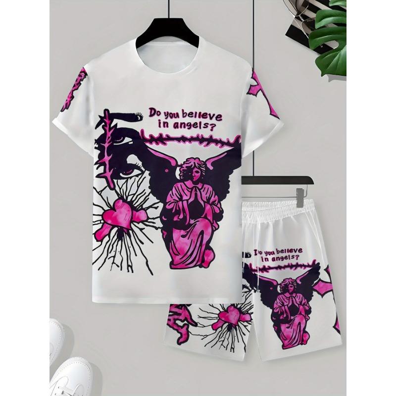 2026 Summer New Men's Short-Sleeved Set with 3D Heart Pattern