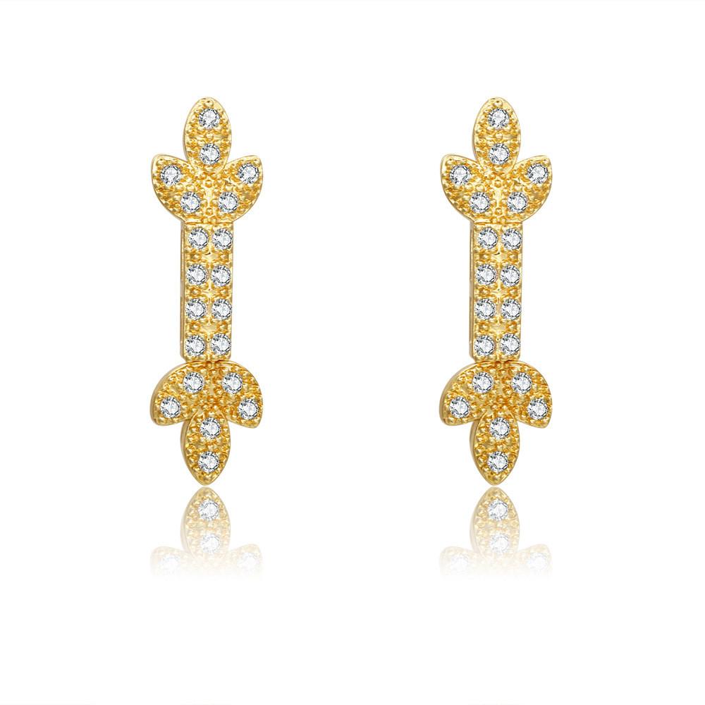 

Copper Water Drop Zircon Earrings With Vintage Geometric Design For Elegant Women Style H