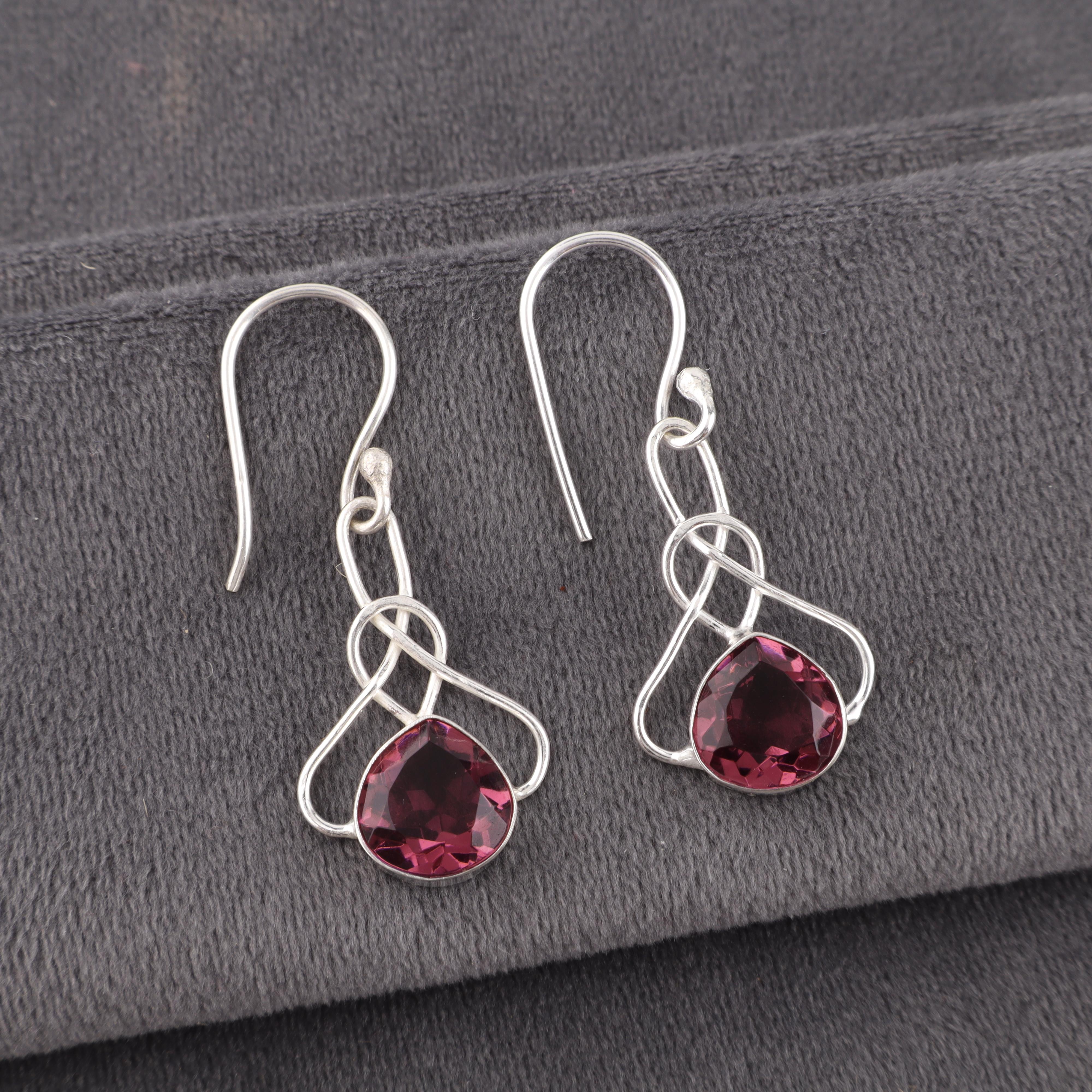 

Ювелирные изделия с родолитом, серебряные украшения ручной работы, серьги из серебра 925 пробы, великолепные серебряные серьги для свадебного подарка 1.50 Inches розовый