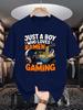 Unisexs Crew Neck Tee Just A Boy Who Loves RaUnisex And Gaming Tops For Gamer Noodle Lovers Gift Young Unisexs Summer Daily Wear Apparel