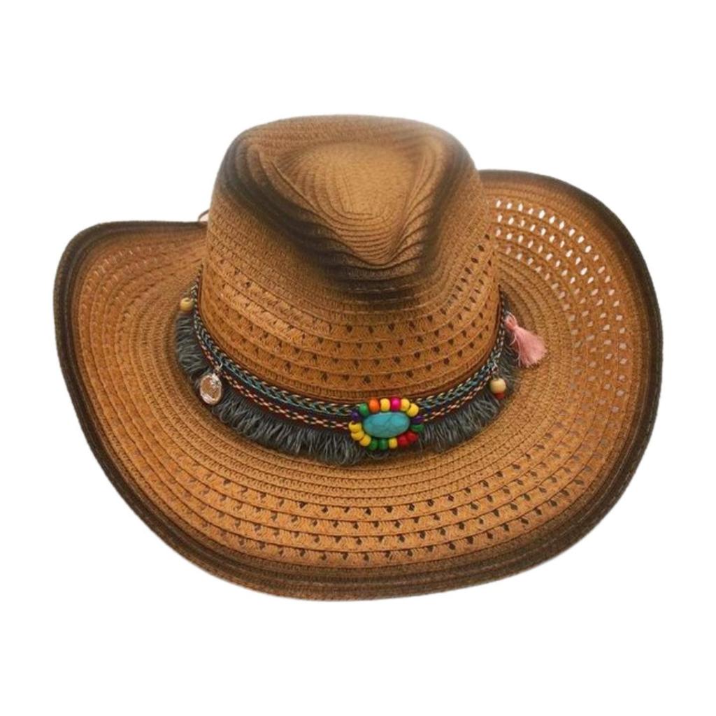 Spring And Summer Beach Outing British Bohemian Cowboy Hat Windproof Sunscreen Straw Hat