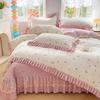 Pure Cotton Double-layer Yarn Quilt Cover Bed Skirt Lace Single-piece Three-piece Four-piece Set Four-season Universal Bed Sheet Quilt Cover