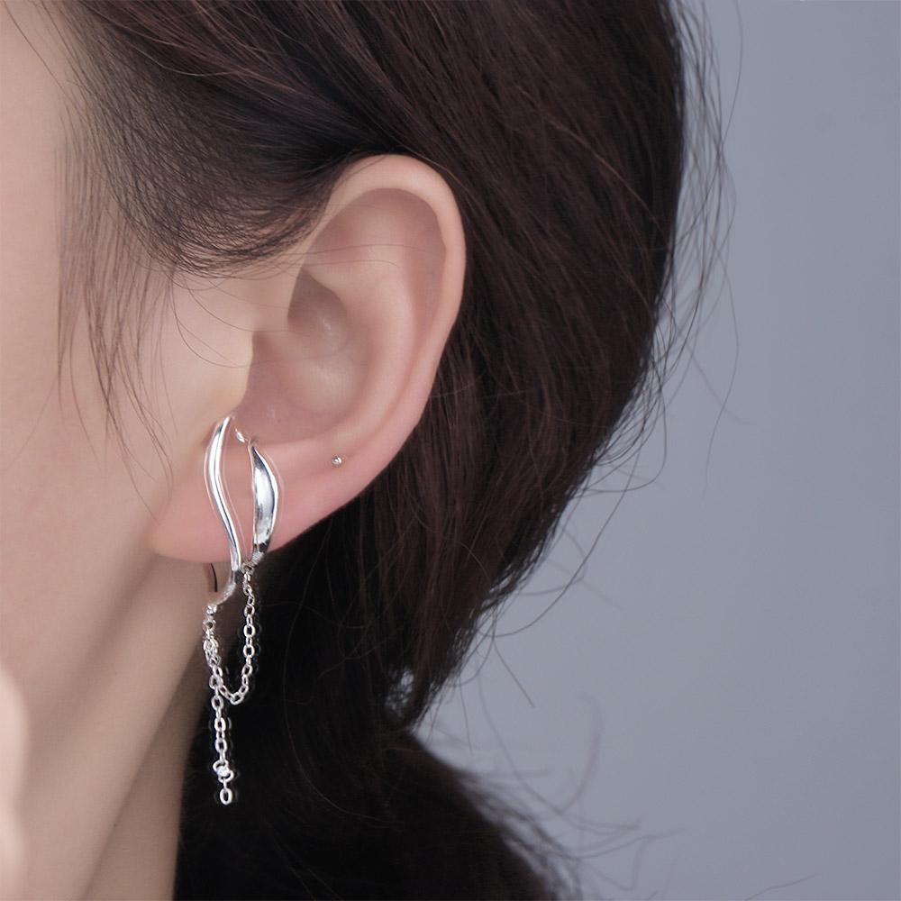 Tassel Irregular C Shape Punk Korean Ear Cuff Dangle Earrings Clip On Earrings Women Ear Clip
