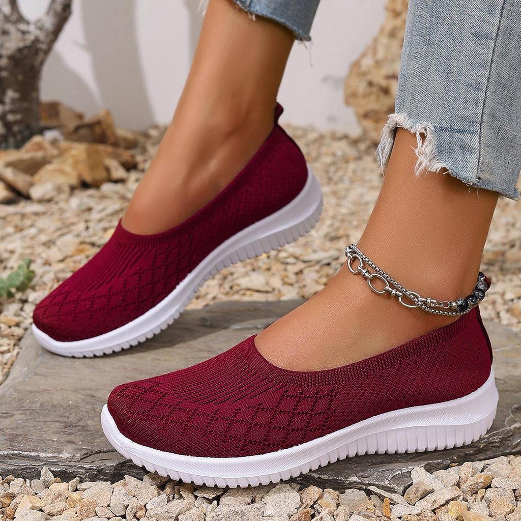 Chaussures à Enfiler en Mesh Printemps pour Femmes d'Âge Moyen et Âgées - Semelle Souple, Style Décontracté Confortable