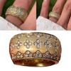 Lightweight Copper Clovers Ring With Crystal Zircon Embellished Gold Color Ring Jewelry For Daily Wear Or Formal Event